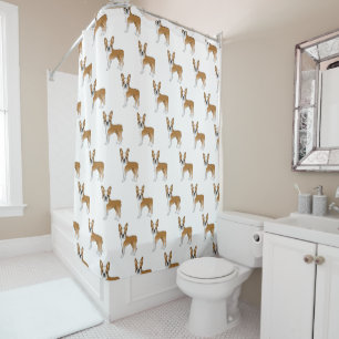 Rideaux De Douche Motif de chien de dessin animé Boston Terrier fauv
