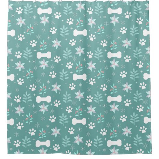 Rideaux De Douche Motif de chiens et d'os de vacances (Devant)