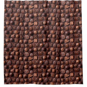 Rideaux De Douche Motif de chocolat sucré unique et drôle marron