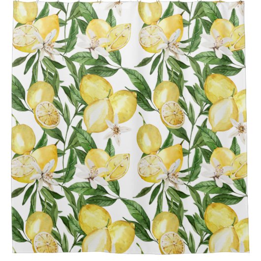 Rideaux De Douche Motif de citrons et citrons d'été (Devant)