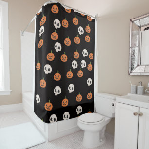 Rideaux De Douche Motif de citrouilles et de crânes d'Halloween