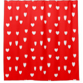 Rideaux De Douche Motif de coeur blanc sur rouge (Devant)