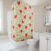 Rideaux De Douche Motif de cœur moderne avec fond de script (17) (En situation)