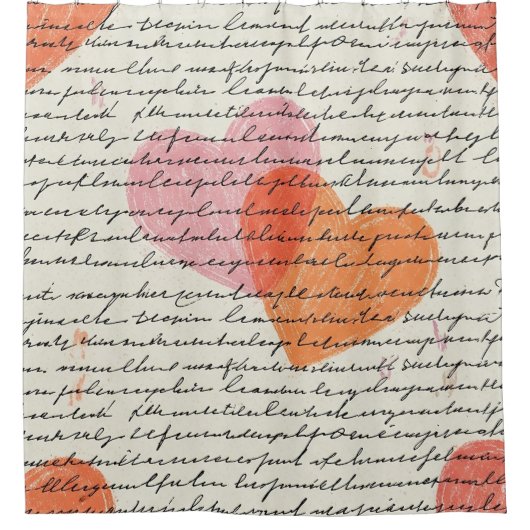 Rideaux De Douche Motif de cœur moderne avec fond de script (8) (Devant)