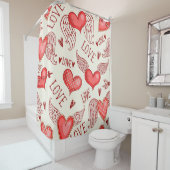 Rideaux De Douche Motif de coeur pour la Saint-Valentin (En situation)