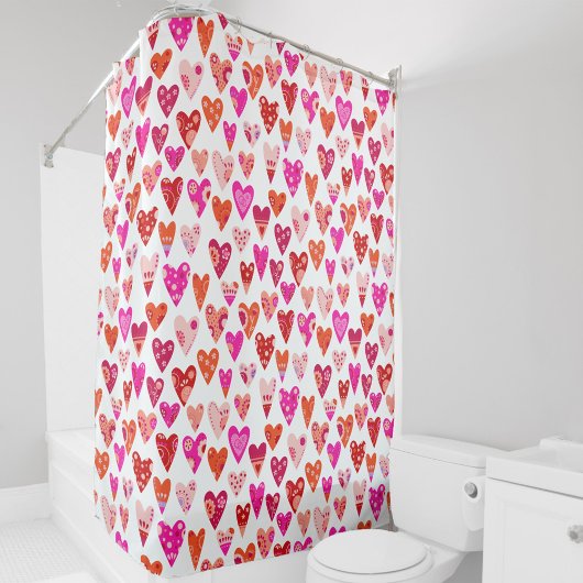 Rideaux De Douche Motif de coeur Rouge rose moderne