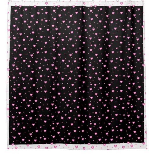 Rideaux De Douche Motif de Coeurs Diamants Noir et Rose Blanc (Devant)