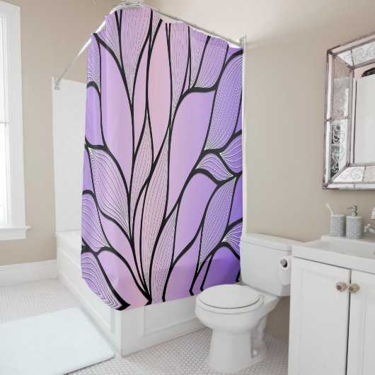 Rideaux De Douche Motif de congé créatif Pearlescent violet (En situation)