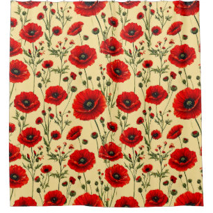 Rideaux De Douche Motif de coquelicots rouges