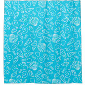 Rideaux De Douche Motif de coquillages sur Bleu Bleu (Devant)