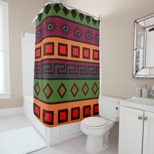 Rideaux De Douche motif de couleur africaine authentique (En situation)