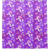 Rideaux De Douche Motif de crabe de poisson rose pourpre de sirène (Devant)