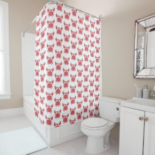 Rideaux De Douche Motif de crabe rouge mignon - Thème côtier