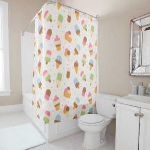 Rideaux De Douche Motif de crème glacée, cône de crème glacée, Popsi