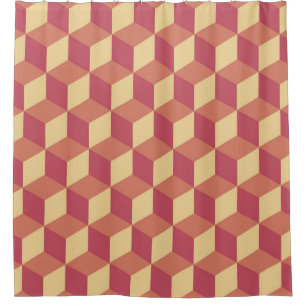 Rideaux De Douche Motif de Cube rouge orange Abstrait