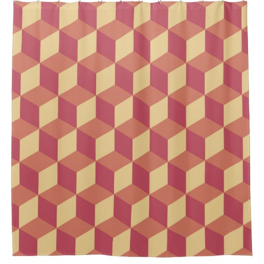Rideaux De Douche Motif de Cube rouge orange Abstrait (Devant)