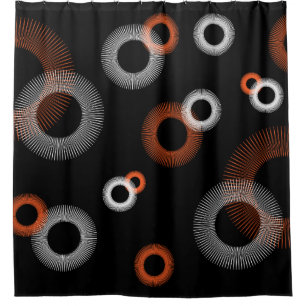 Rideaux De Douche Motif de démarrage noir Vintage orange rétro