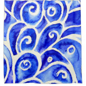 Rideaux De Douche Motif de design Abstrait bleu et blanc (Devant)