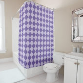 Rideaux De Douche Motif de diamants de Checker Violet (En situation)