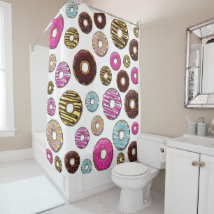 Rideaux De Douche Motif De Donuts, Donuts Colorés, Saupoudrages