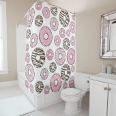 Rideaux De Douche Motif De Donuts, Donuts Roses, Donuts Blancs (En situation)