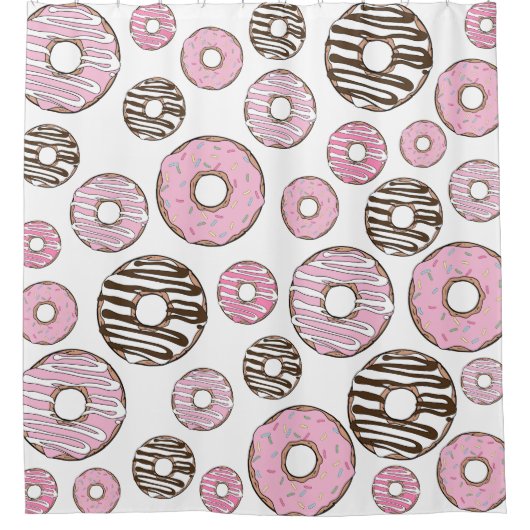 Rideaux De Douche Motif De Donuts, Donuts Roses, Donuts Blancs (Devant)