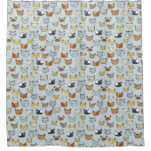 Rideaux De Douche Motif de Doodle visage de chat (Devant)