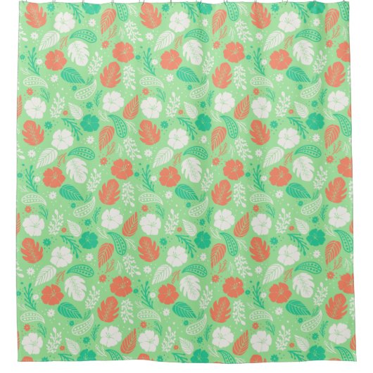 Rideaux De Douche Motif de feuillage vert et orange (Devant)