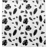 Rideaux De Douche Motif de feuille d'été Tropical Noir & Blanc (Devant)