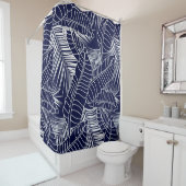 Rideaux De Douche motif de feuille tropicale sur l'arrière - plan bl (En situation)