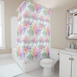 Rideaux De Douche Motif de feuilles Abstraites colorées modernes