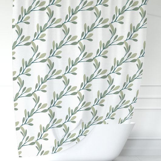 Rideaux De Douche Motif de feuilles botaniques vert olive