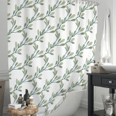 Rideaux De Douche Motif de feuilles botaniques vert olive
