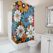Rideaux De Douche Motif de fleur marguerite (En situation)