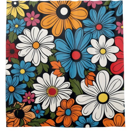 Rideaux De Douche Motif de fleur marguerite (Devant)
