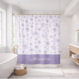 Rideaux De Douche Motif de fleur violette Nom personnalisé