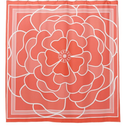 Rideaux De Douche Motif de fleurs abstraites orange (Devant)
