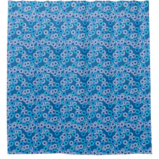 Rideaux De Douche Motif de fleurs Art déco - tons bleus (Devant)