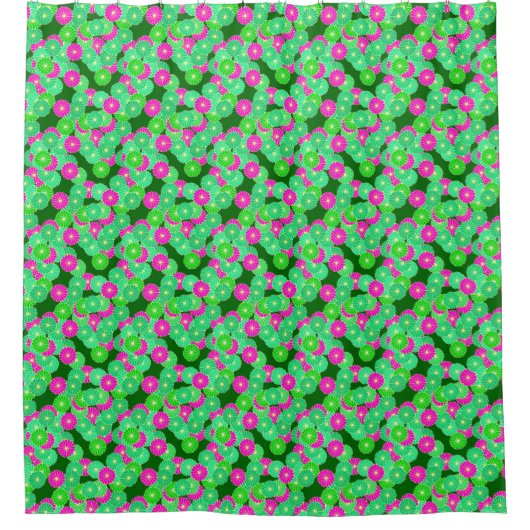 Rideaux De Douche Motif de fleurs Art Déco - tons verts, fuchsia (Devant)