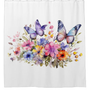 Rideaux De Douche Motif de fleurs de papillon