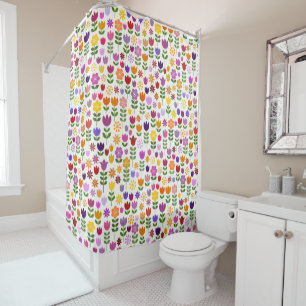 Rideaux De Douche Motif de fleurs de style scandinave