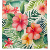 Rideaux De Douche Motif de fleurs d'hibiscus tropicaux (Devant)
