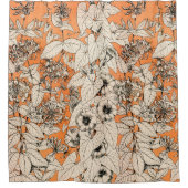Rideaux De Douche Motif de fleurs graphiques blanches orange (Devant)