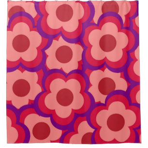 Rideaux De Douche Motif de fleurs hippie rétro couleur gras