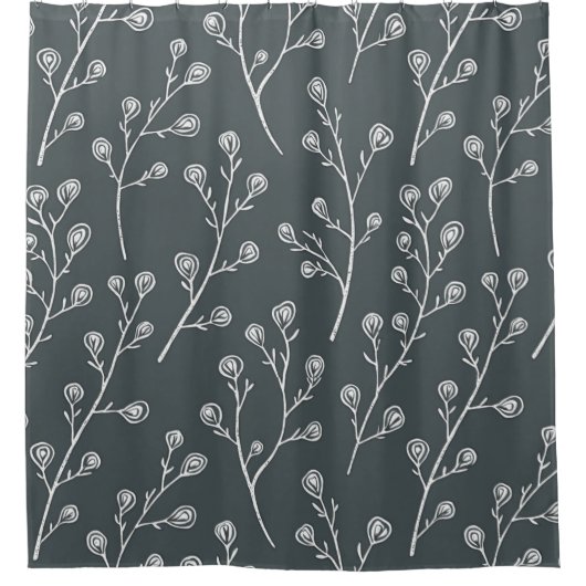Rideaux De Douche Motif de fleurs sauvages blanches (Devant)
