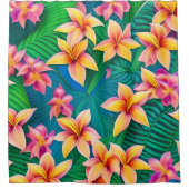 Rideaux De Douche Motif de fleurs tropicales hawaïennes (Devant)