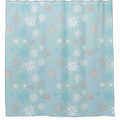 Rideaux De Douche Motif de flocon de neige bleu hiver (Devant)