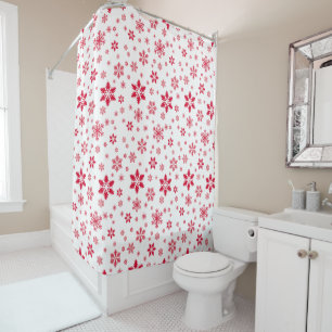 Rideaux De Douche Motif de flocon de neige, Flammes de neige rouges,