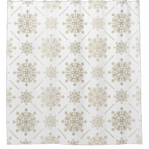 Rideaux De Douche Motif de flocons de neige Abstraits d'or clair
