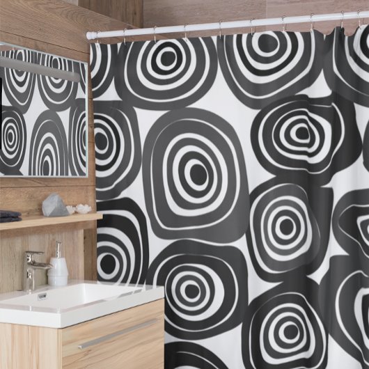 Rideaux De Douche Motif de formes abstraites en noir et blanc